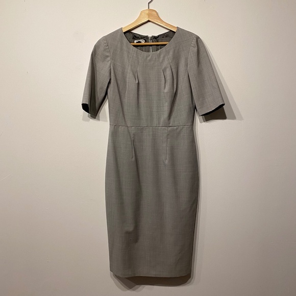 Jenny Couture NYC Custom Made Grey Lined Pencil Midi Dress - Picture 1 of 5